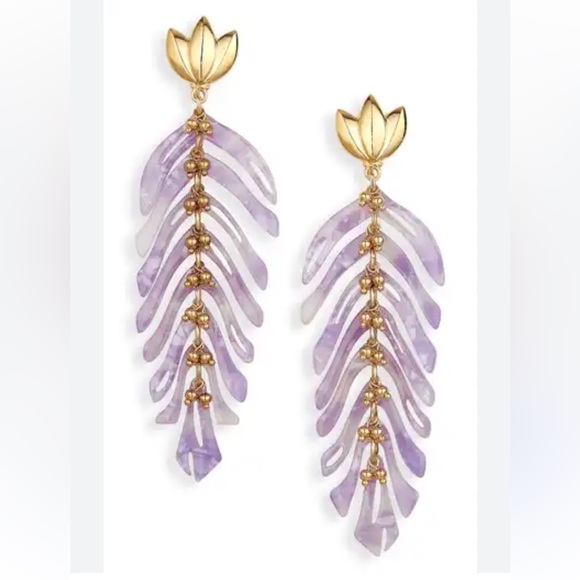 GAS BIJOUX Bo Cavallo Gold-Plated Lavender Drop Purple Earrings - Picture 9 of 9